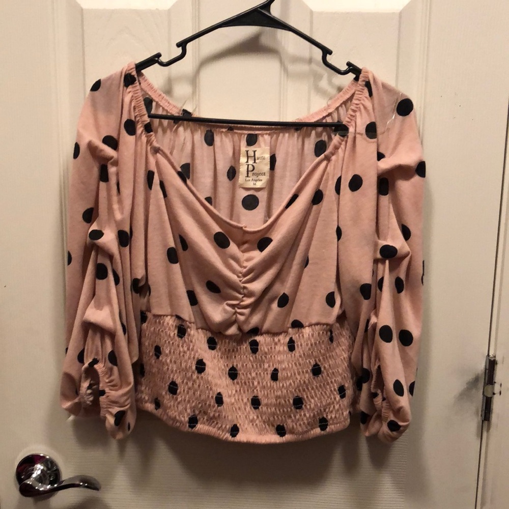 HP Blush and Black Polka Dot Blouse